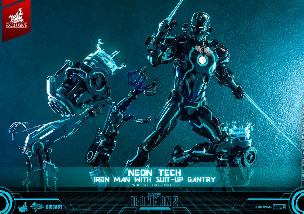 Iron Man 2 Actionfigur 1/6 Neon Tech Iron Man mit Suit-Up Gantry 32 cm Image 9