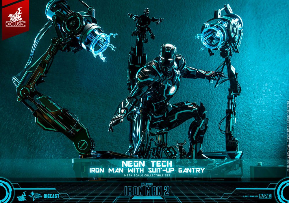 Iron Man 2 Actionfigur 1/6 Neon Tech Iron Man mit Suit-Up Gantry 32 cm Image 11