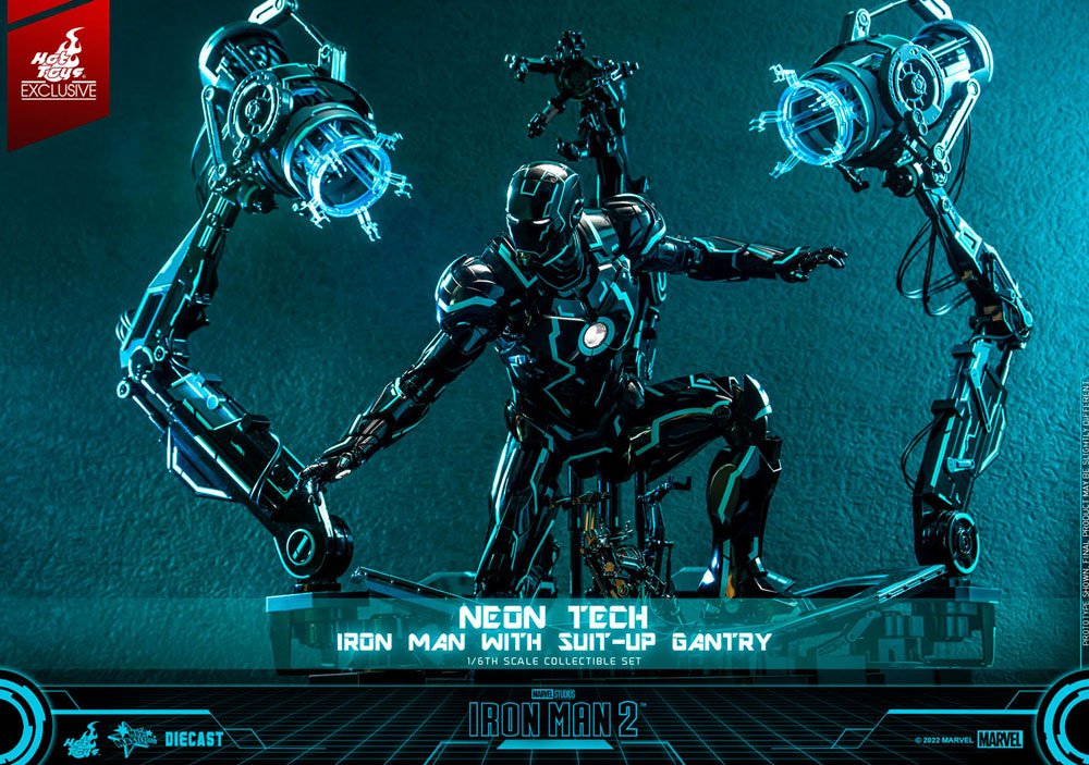 Iron Man 2 Actionfigur 1/6 Neon Tech Iron Man mit Suit-Up Gantry 32 cm Image 14