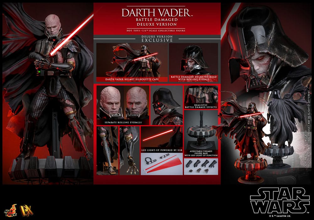 Star Wars Actionfigur 1/6 Darth Vader (Battle Damaged) Deluxe Version 35 cm Image 24