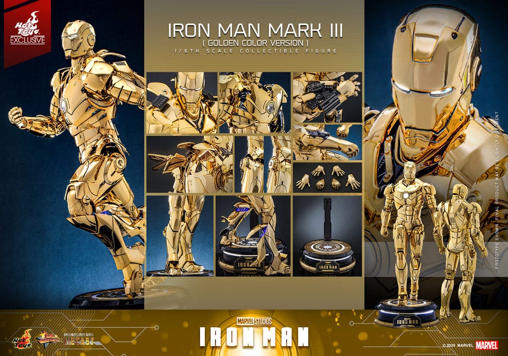 Iron Man Movie Masterpiece Diecast Actionfigur 1/6 Iron Man Mark III (Gold Color Version) Hot Toys Exclusive 33 cm Image 19