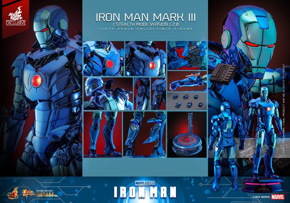 Iron Man Movie Masterpiece Diecast Actionfigur 1/6 Iron Man Mark III (Stealth Mode Ver.) 2.0 Hot Toys Exclusive 33 cm Image 19