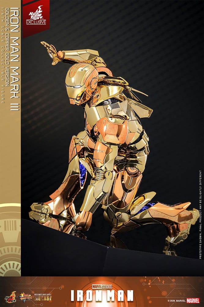 Iron Man Movie Masterpiece Diecast Actionfigur 1/6 Iron Man Mark III (Golden & Copper Gold Version) Hot Toys Exclusive 33 cm Image 7