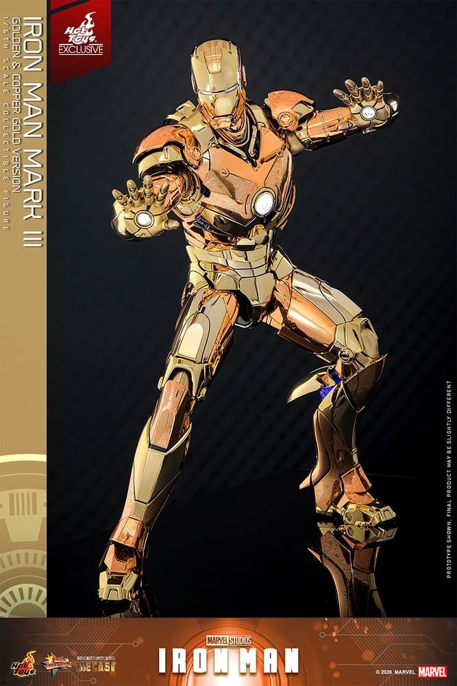 Iron Man Movie Masterpiece Diecast Actionfigur 1/6 Iron Man Mark III (Golden & Copper Gold Version) Hot Toys Exclusive 33 cm Image 8