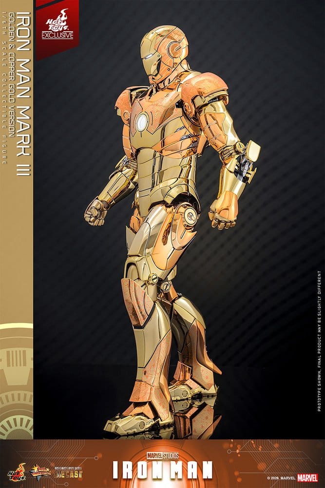 Iron Man Movie Masterpiece Diecast Actionfigur 1/6 Iron Man Mark III (Golden & Copper Gold Version) Hot Toys Exclusive 33 cm Image 9