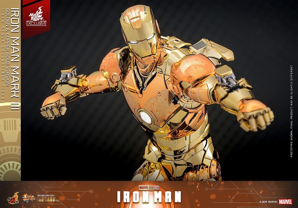 Iron Man Movie Masterpiece Diecast Actionfigur 1/6 Iron Man Mark III (Golden & Copper Gold Version) Hot Toys Exclusive 33 cm Image 10