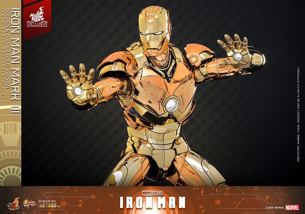 Iron Man Movie Masterpiece Diecast Actionfigur 1/6 Iron Man Mark III (Golden & Copper Gold Version) Hot Toys Exclusive 33 cm Image 11