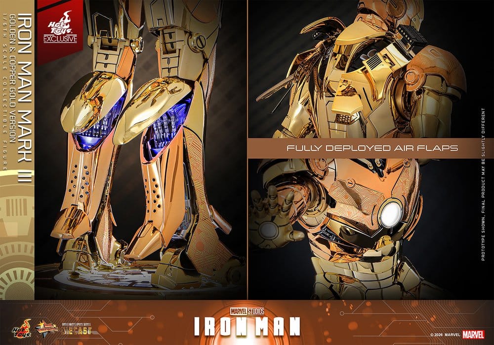 Iron Man Movie Masterpiece Diecast Actionfigur 1/6 Iron Man Mark III (Golden & Copper Gold Version) Hot Toys Exclusive 33 cm Image 12