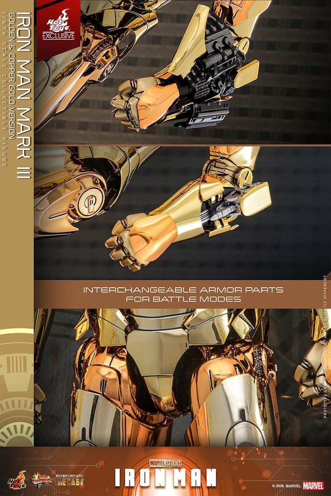 Iron Man Movie Masterpiece Diecast Actionfigur 1/6 Iron Man Mark III (Golden & Copper Gold Version) Hot Toys Exclusive 33 cm Image 13