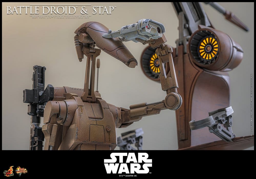 Star Wars: The Phantom Menace Movie Masterpiece Actionfiguren Set 1/6 Battle Droid & STAP 32 cm Image 6