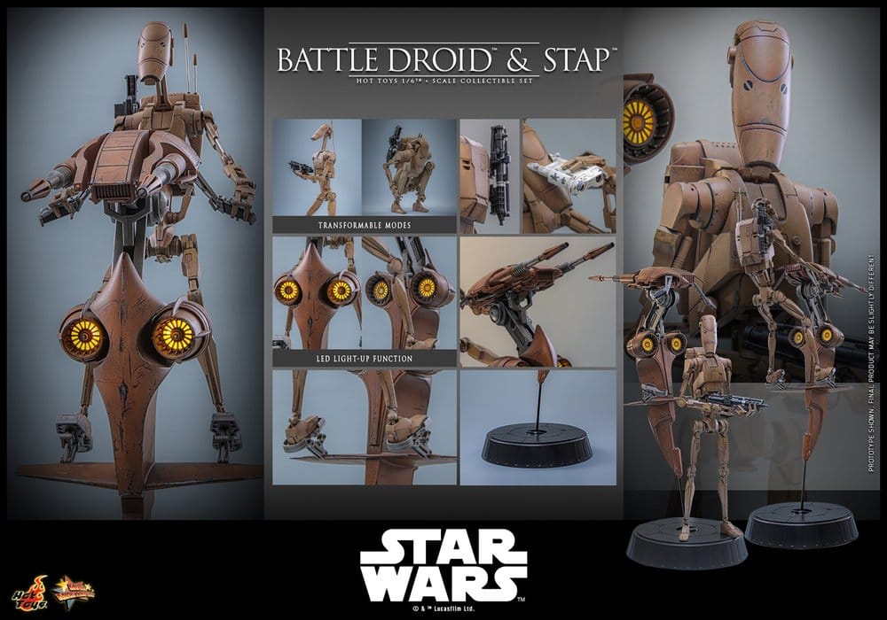 Star Wars: The Phantom Menace Movie Masterpiece Actionfiguren Set 1/6 Battle Droid & STAP 32 cm Image 15
