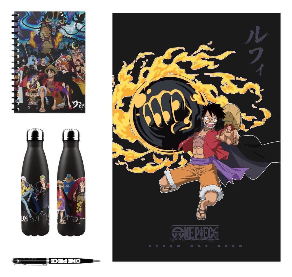 One Piece Aluminiumflasche, Notizbuch, Decke, Stift Geschenkset Image