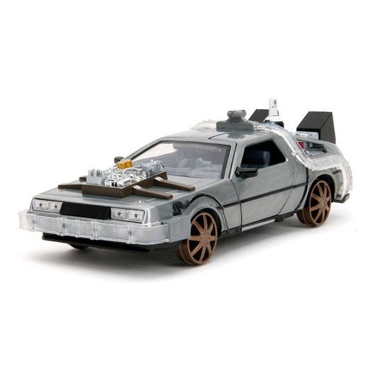 Zurück in die Zukunft III Hollywood Rides Diecast Modell 1/24 DeLorean Time Machine Railroad Wheels Image 1