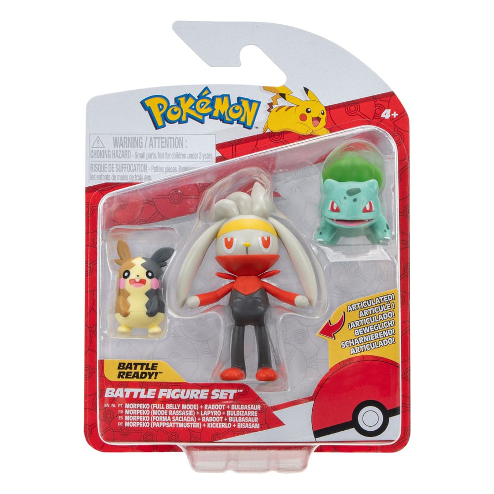 Pokémon Battle Figure Set Figuren 3er-Pack Morpeko, Bisasam #1, Kickerlo 5 cm Image 5