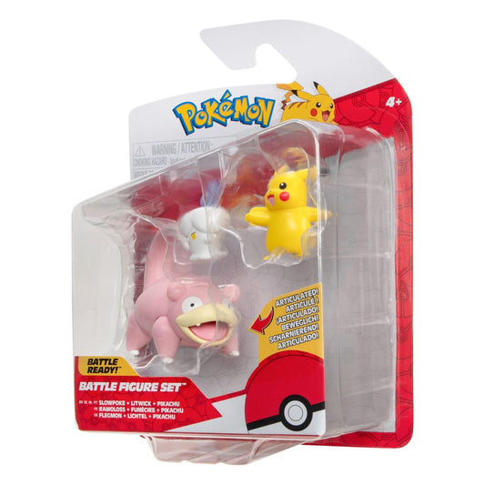Pokémon Battle Figure Set Figuren 3er-Pack Pikachu (Weiblich), Lichtel, Flegmon 5 cm Image 2