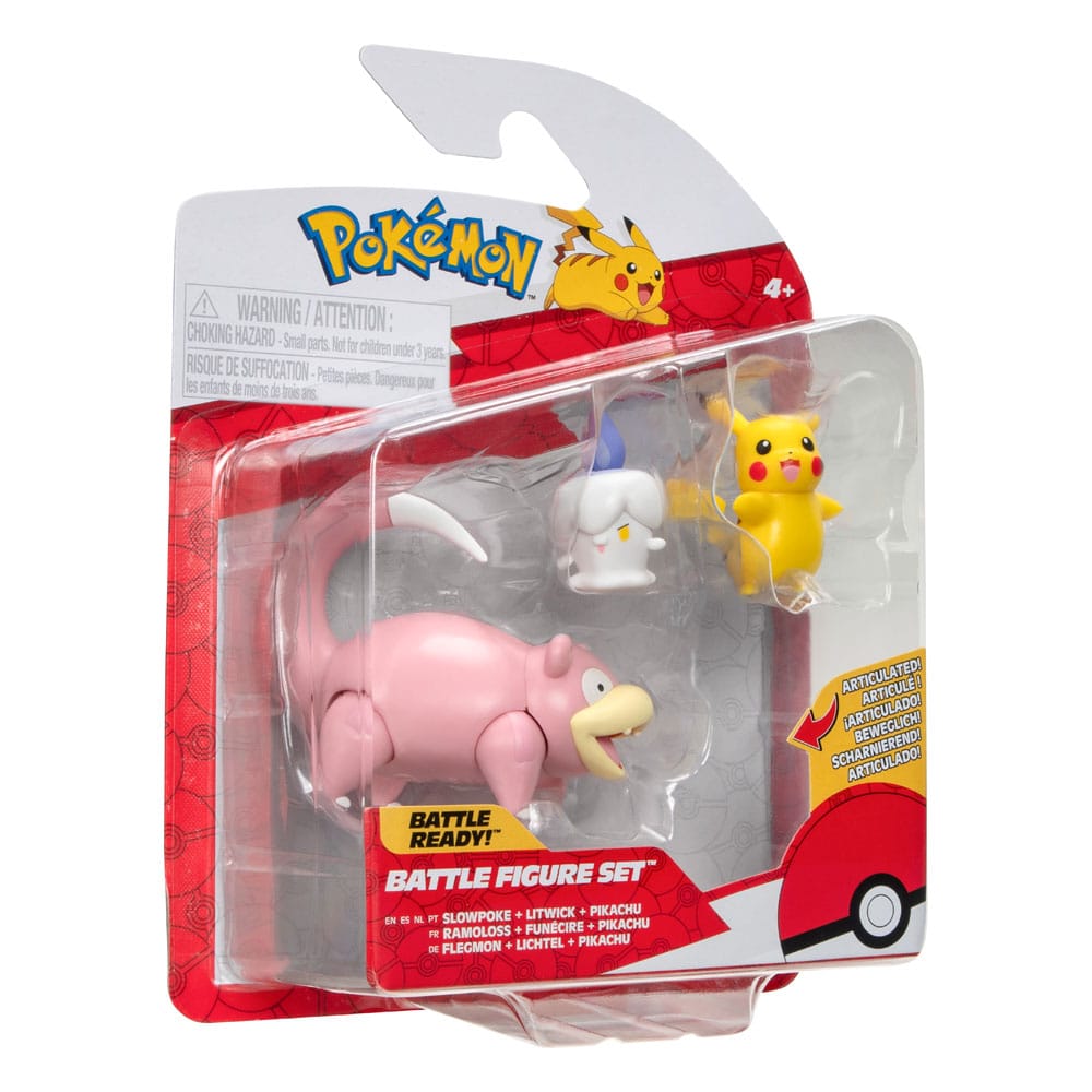 Pokémon Battle Figure Set Figuren 3er-Pack Pikachu (Weiblich), Lichtel, Flegmon 5 cm Image 3