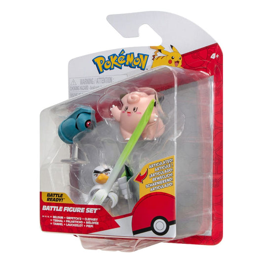 Pokémon Battle Figure Set Figuren 3er-Pack Piepi, Tanhel, Lauchzelot 5 cm Image 2