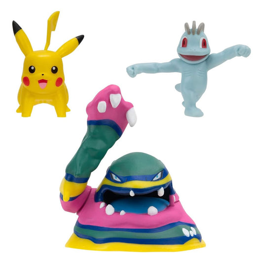 Pokémon Battle Figure Set Figuren 3er-Pack Machollo, Pikachu #1, Alolan Sleimok 5 cm Image 1