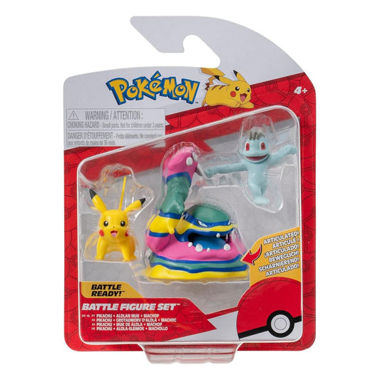 Pokémon Battle Figure Set Figuren 3er-Pack Machollo, Pikachu #1, Alolan Sleimok 5 cm Image 2