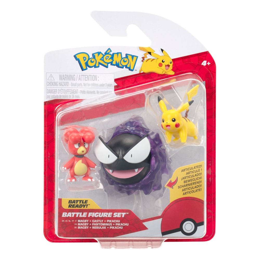 Pokémon First Partner Battle Figure Set Figuren 3er-Pack Magby, Pikachu & Nebulak Image 3
