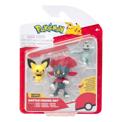 Pokémon First Partner Battle Figure Set Figuren 3er-Pack Pichu, Machollo & Snibunna Image 3