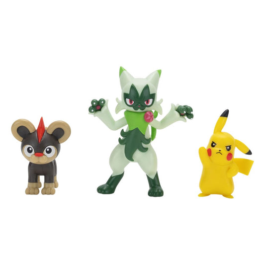 Pokémon First Partner Battle Figure Set Figuren 3er-Pack Leufeo, Pikachu & Feliospa Image 1