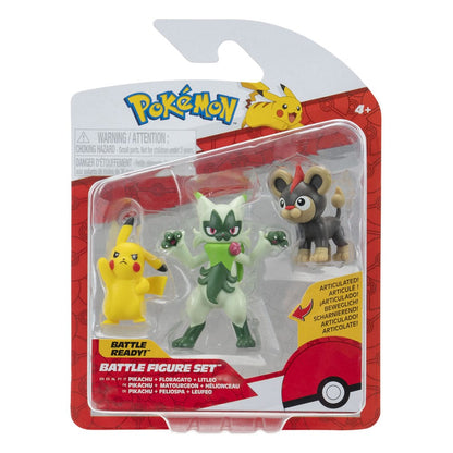 Pokémon First Partner Battle Figure Set Figuren 3er-Pack Leufeo, Pikachu & Feliospa Image 3