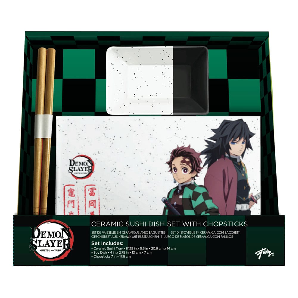 Demon Slayer Keramik Sushi Set mit Essstäbchen Tanjiro & Giyu Image 2