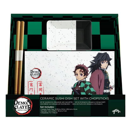Demon Slayer Keramik Sushi Set mit Essstäbchen Tanjiro & Giyu Image 2