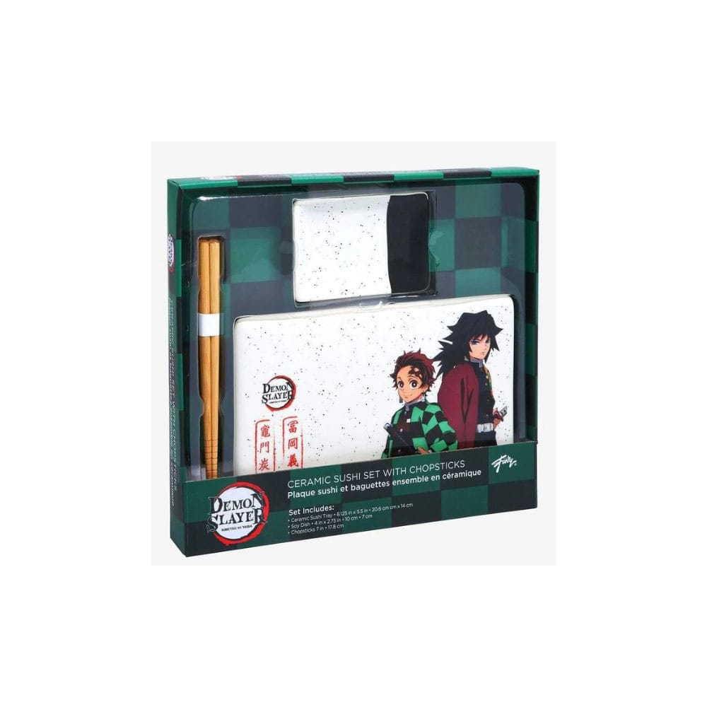 Demon Slayer Keramik Sushi Set mit Essstäbchen Tanjiro & Giyu Image 3