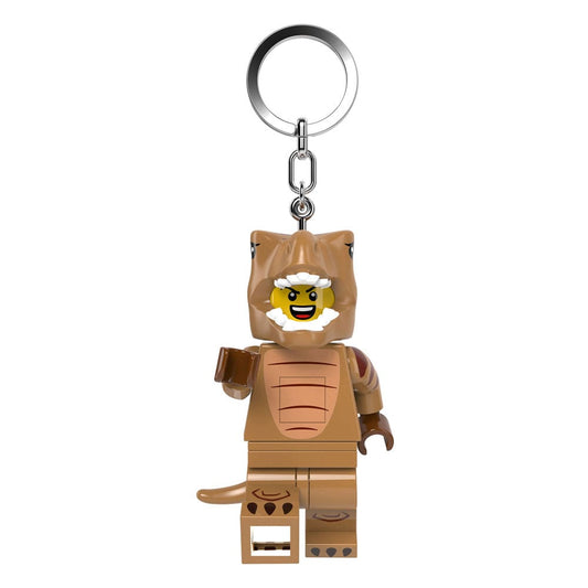 LEGO Minifigures Schlüsselanhänger mit Leuchtfunktion T-Rex Kostüm-Fan 8 cm Image