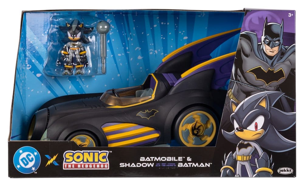 DC x Sonic - The Hedgehog Actionfigur mit Fahrzeug Shadow Batman & Batmobile 6 cm Image 2