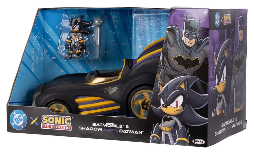 DC x Sonic - The Hedgehog Actionfigur mit Fahrzeug Shadow Batman & Batmobile 6 cm Image 4