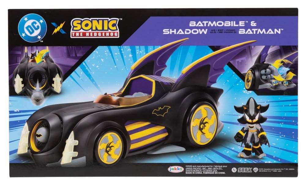 DC x Sonic - The Hedgehog Actionfigur mit Fahrzeug Shadow Batman & Batmobile 6 cm Image 5