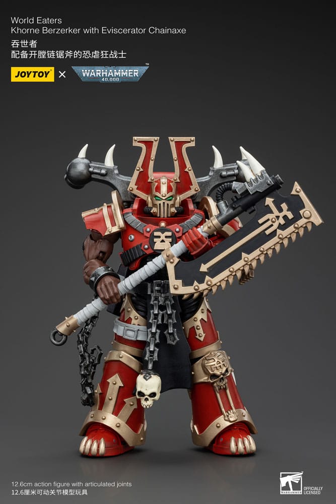 Warhammer 40k Actionfigur 1/18 World Eaters Khorne Berzerker with Eviscerator Chainaxe 13 cm Image 1
