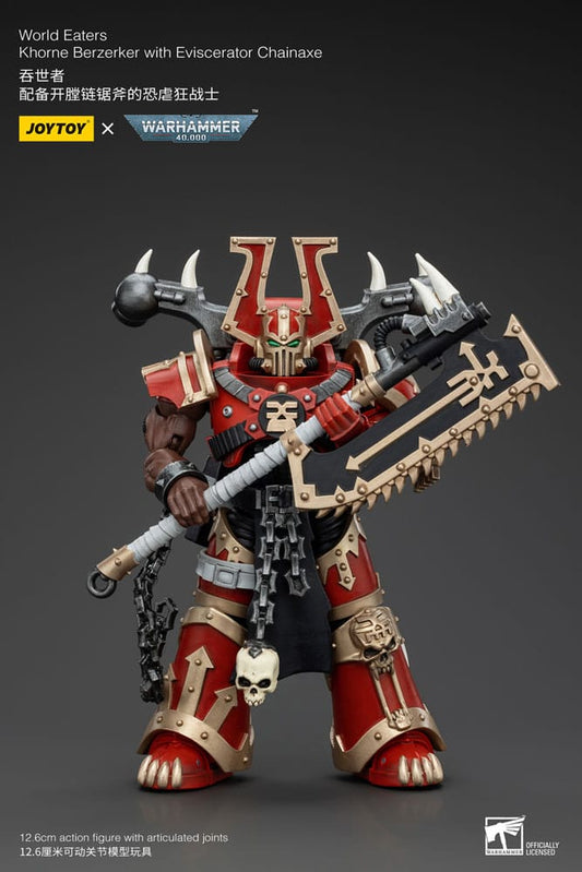 Warhammer 40k Actionfigur 1/18 World Eaters Khorne Berzerker with Eviscerator Chainaxe 13 cm Image 1