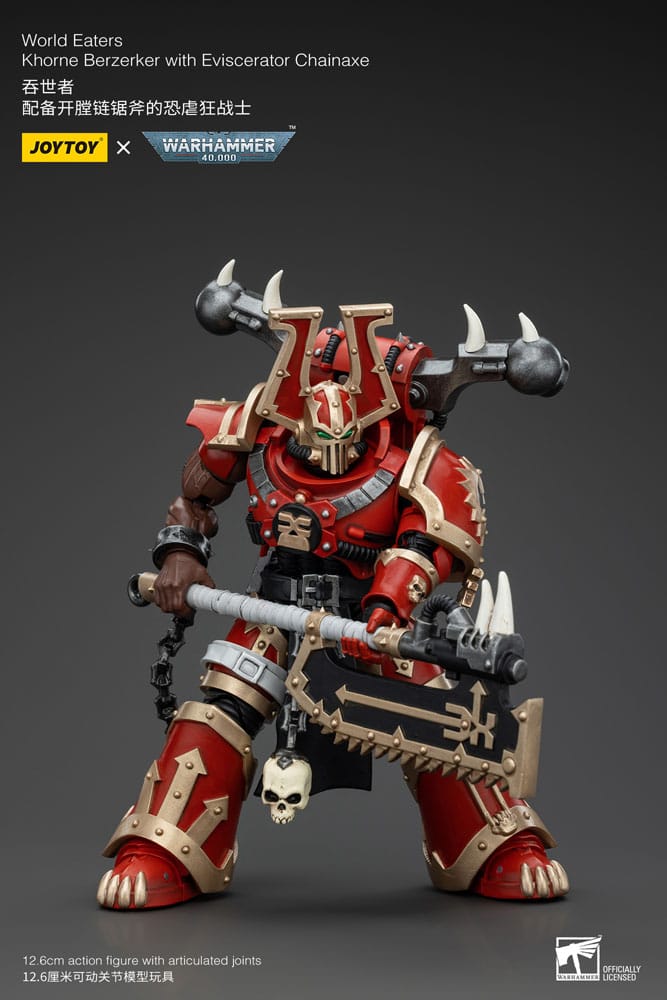 Warhammer 40k Actionfigur 1/18 World Eaters Khorne Berzerker with Eviscerator Chainaxe 13 cm Image 4