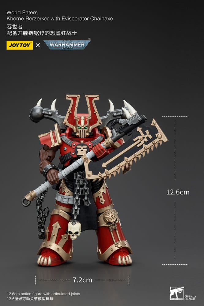 Warhammer 40k Actionfigur 1/18 World Eaters Khorne Berzerker with Eviscerator Chainaxe 13 cm Image 6