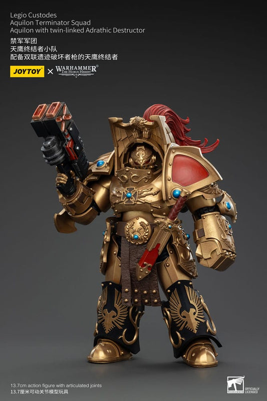 Warhammer The Horus Heresy Actionfigur 1/18 Legio Custodes Aquilon Terminator Squad Aquilon with twin-linked Adrathic Destructor 14 cm Image 1