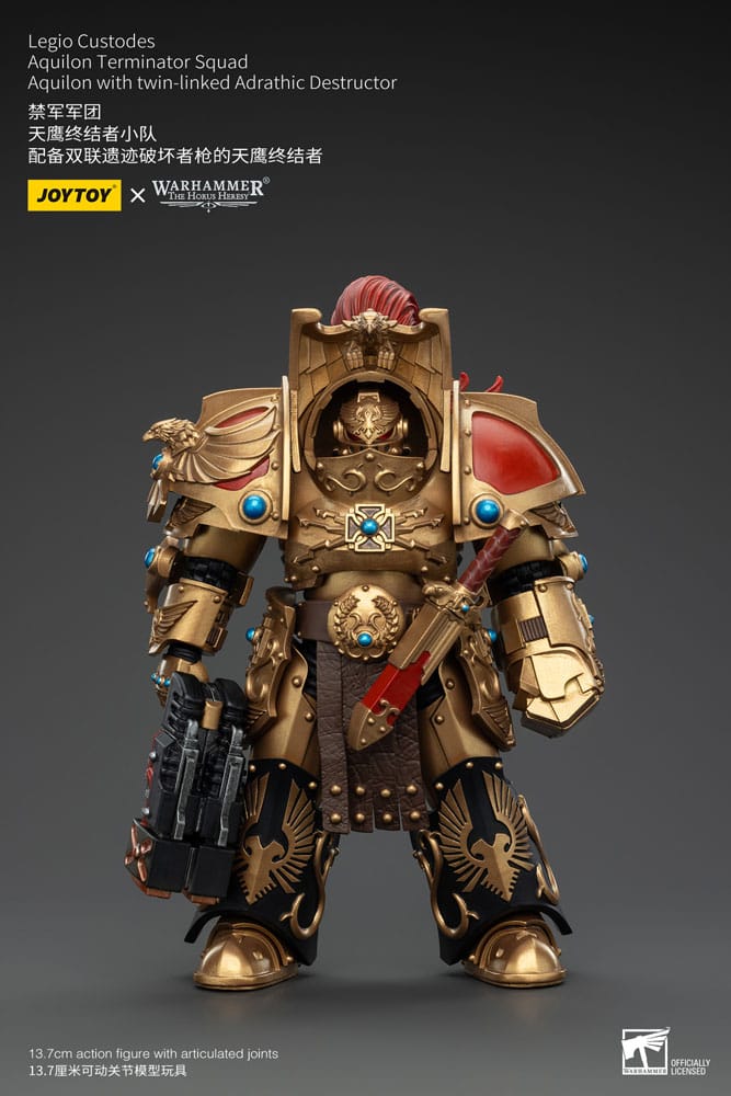 Warhammer The Horus Heresy Actionfigur 1/18 Legio Custodes Aquilon Terminator Squad Aquilon with twin-linked Adrathic Destructor 14 cm Image 3