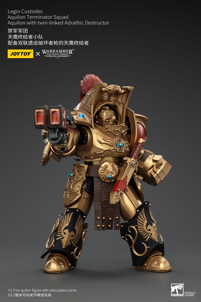 Warhammer The Horus Heresy Actionfigur 1/18 Legio Custodes Aquilon Terminator Squad Aquilon with twin-linked Adrathic Destructor 14 cm Image 4