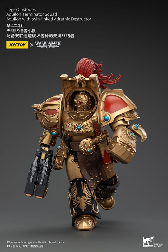 Warhammer The Horus Heresy Actionfigur 1/18 Legio Custodes Aquilon Terminator Squad Aquilon with twin-linked Adrathic Destructor 14 cm Image 5