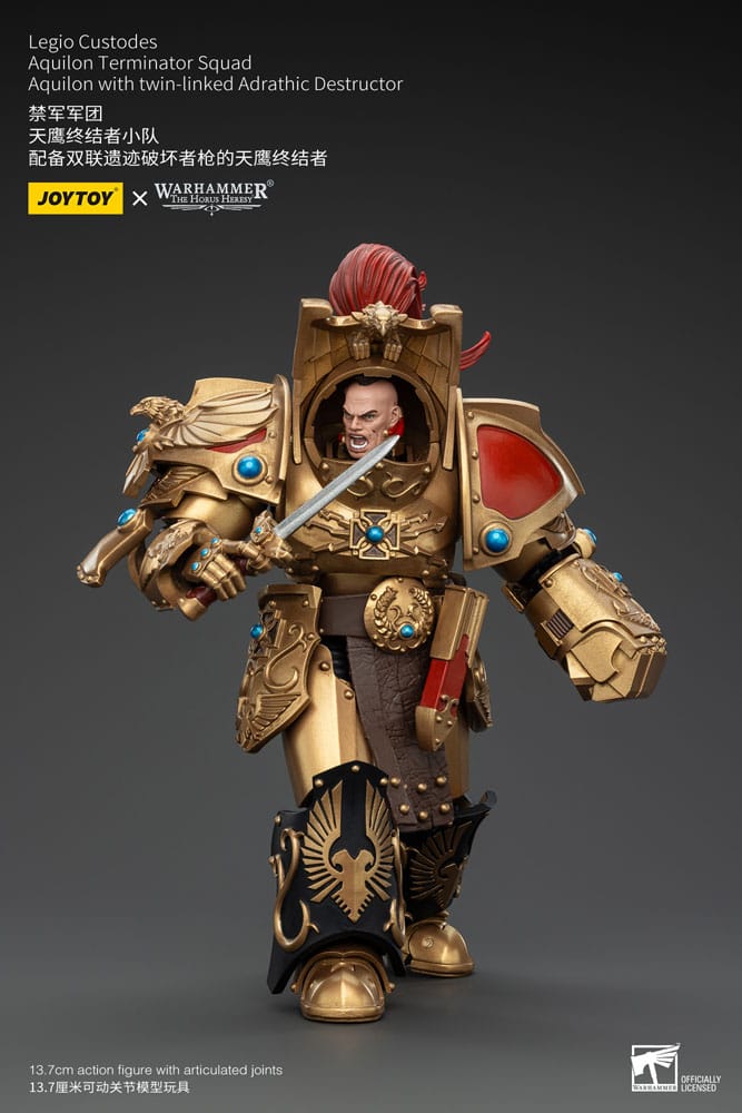 Warhammer The Horus Heresy Actionfigur 1/18 Legio Custodes Aquilon Terminator Squad Aquilon with twin-linked Adrathic Destructor 14 cm Image 7