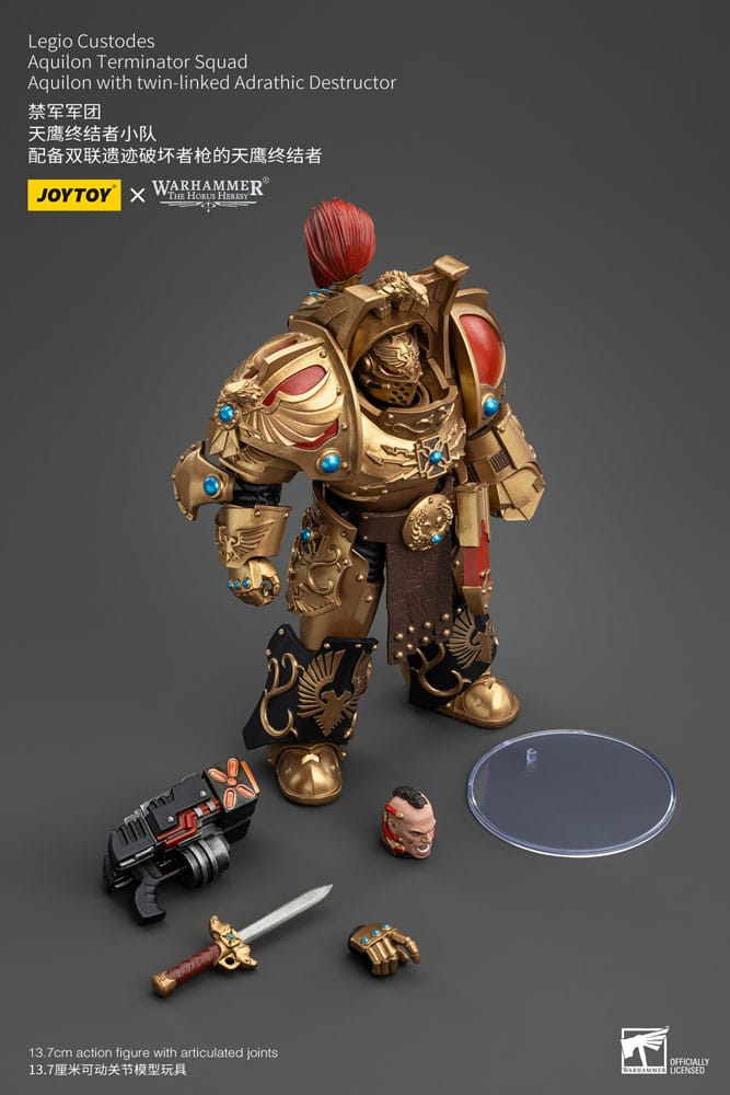 Warhammer The Horus Heresy Actionfigur 1/18 Legio Custodes Aquilon Terminator Squad Aquilon with twin-linked Adrathic Destructor 14 cm Image 8