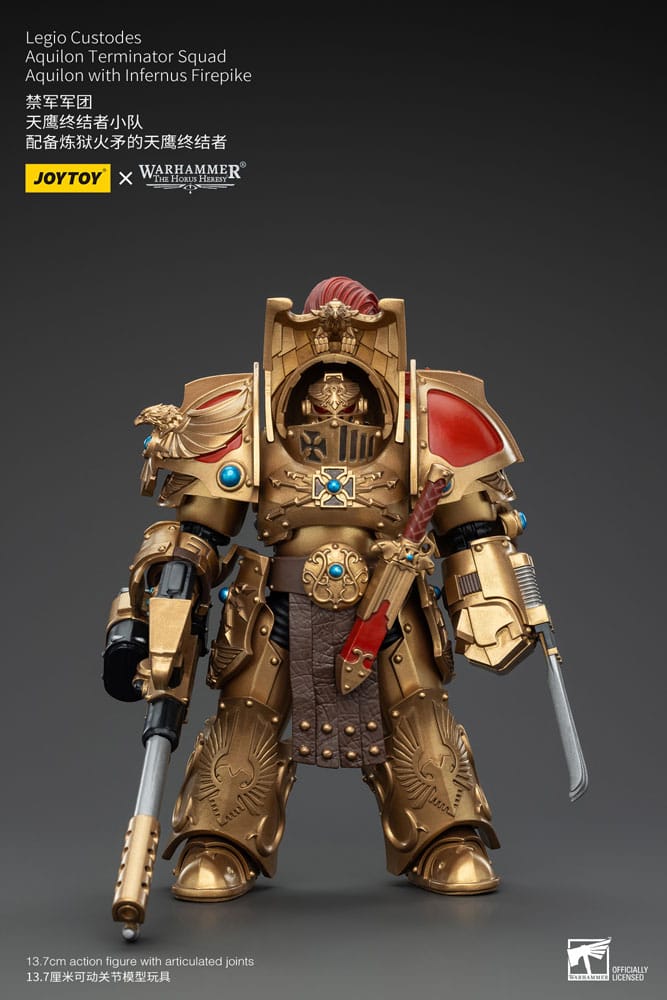 Warhammer The Horus Heresy Actionfigur 1/18 Legio Custodes Aquilon Terminator Squad Aquilon with Infernus Firepike 14 cm Image 1