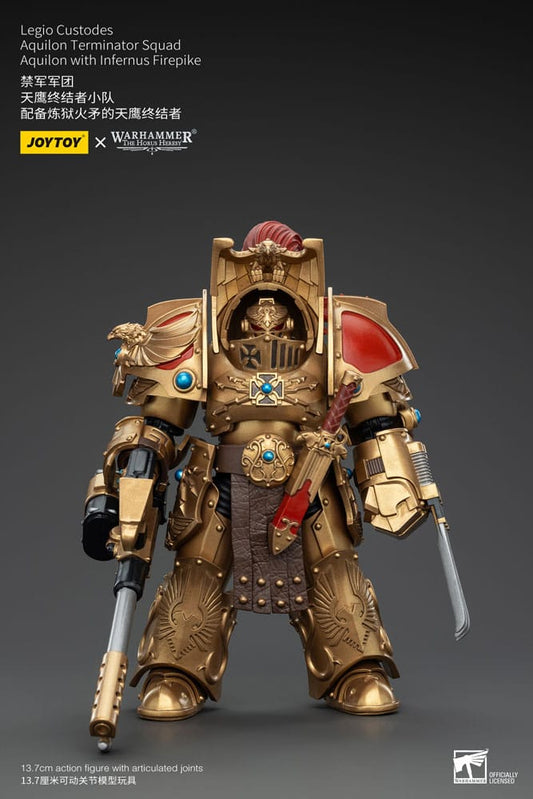 Warhammer The Horus Heresy Actionfigur 1/18 Legio Custodes Aquilon Terminator Squad Aquilon with Infernus Firepike 14 cm Image 1