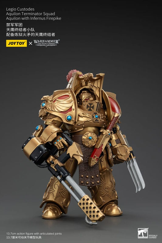 Warhammer The Horus Heresy Actionfigur 1/18 Legio Custodes Aquilon Terminator Squad Aquilon with Infernus Firepike 14 cm Image 2