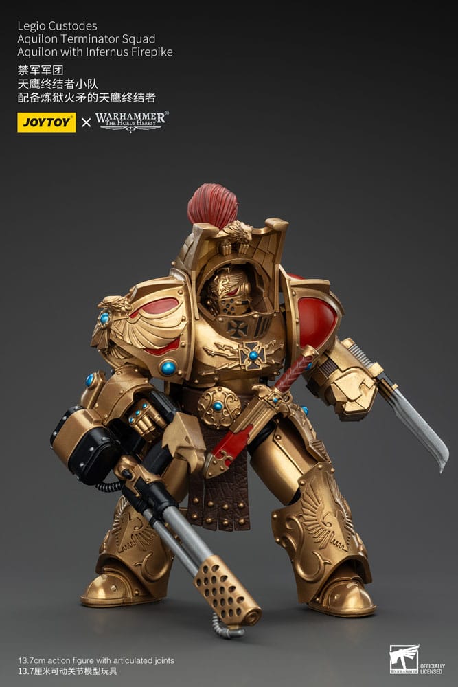 Warhammer The Horus Heresy Actionfigur 1/18 Legio Custodes Aquilon Terminator Squad Aquilon with Infernus Firepike 14 cm Image 5