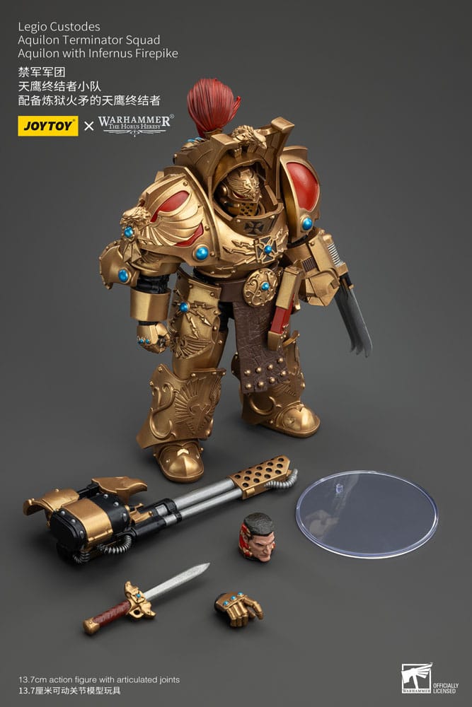 Warhammer The Horus Heresy Actionfigur 1/18 Legio Custodes Aquilon Terminator Squad Aquilon with Infernus Firepike 14 cm Image 8