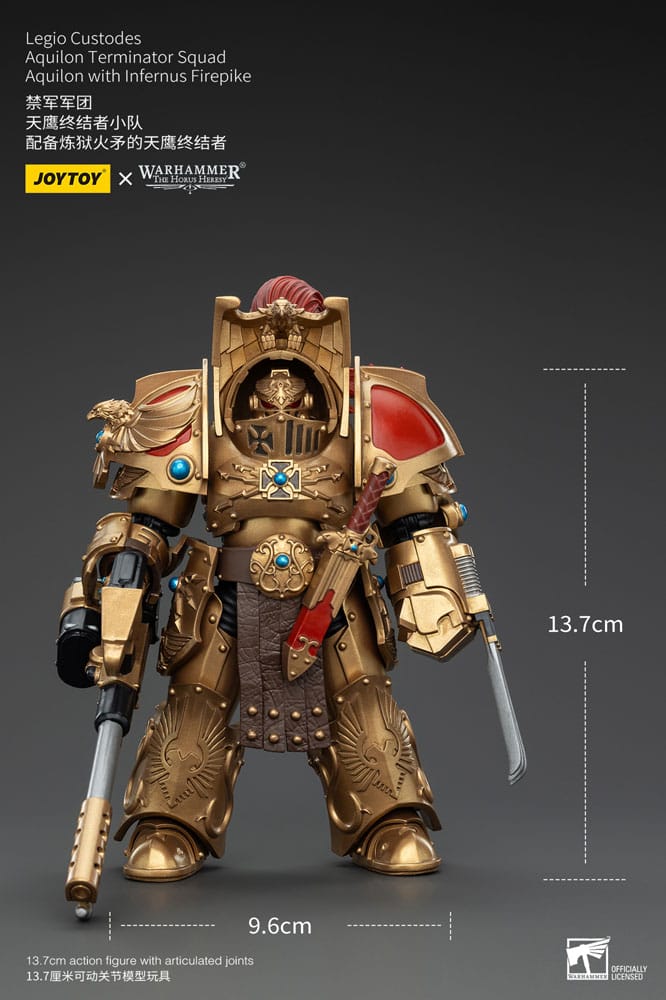 Warhammer The Horus Heresy Actionfigur 1/18 Legio Custodes Aquilon Terminator Squad Aquilon with Infernus Firepike 14 cm Image 9